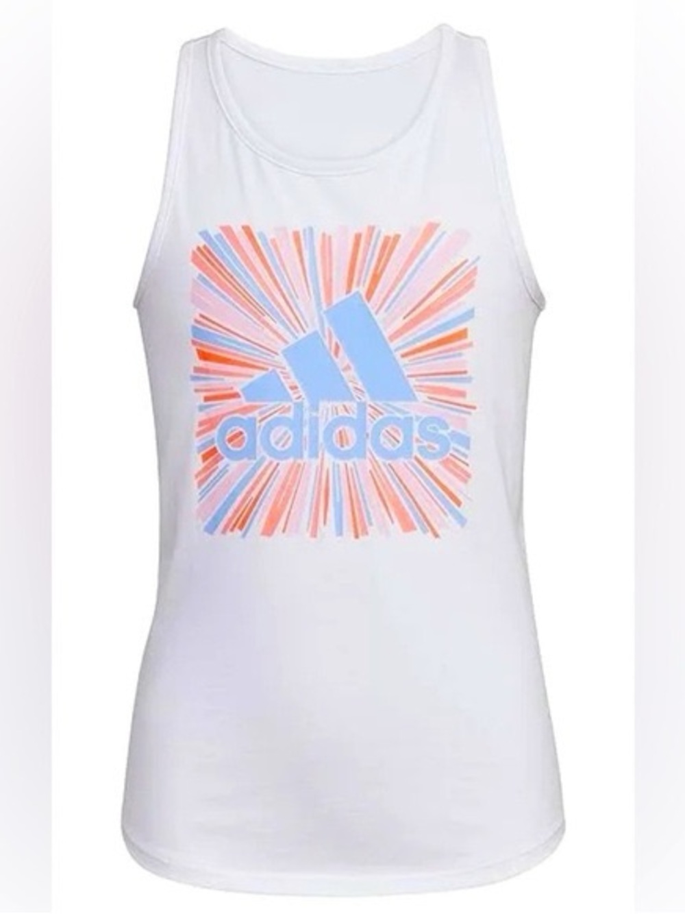 adidas 👟🏃♀️White Tank Top with Pink & Blue Burst Graphic